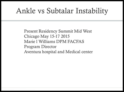 Ankle vs Subtalar Instability by Marie Williams