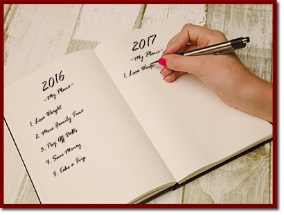 resolutions being written in a notebook